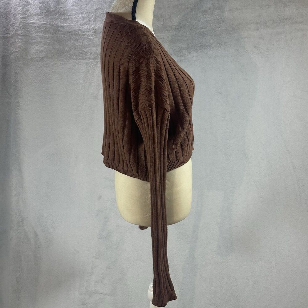 Abound Cropped Women's Size Large Long Sleeve V Neck Brazer Color Brown - Picture 4 of 5